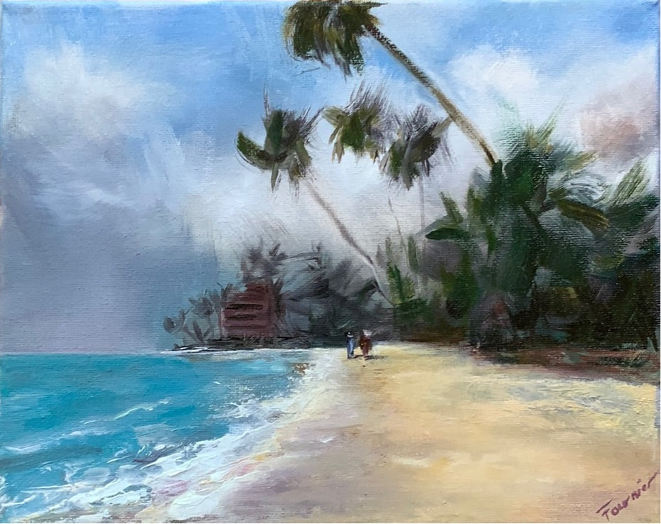 "Beach Stroll" Original Oil on Canvas 14"X16"