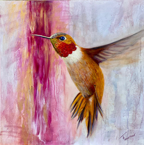 ‘Rouge’ "IN FLIGHT " Collection Artist enhanced Gallery wrapped Canvas Print 12"x12"